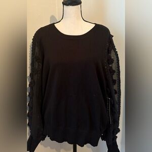 Almost Famous Black Dressy Crew Neck Sweater Plus Size 2X BNWT